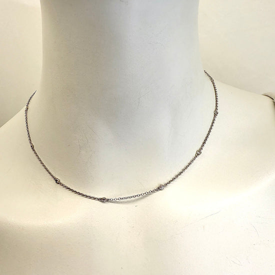 18K White Gold 16" Necklace with 13 Round Bezel Set Diamonds