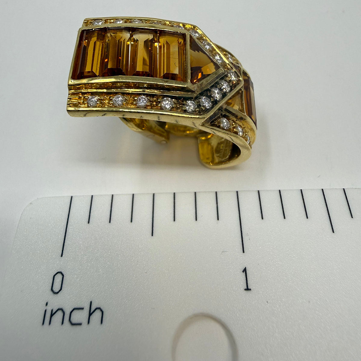 Sabbadini 18K Gold Clip-on Earrings with Diamonds and Citrines