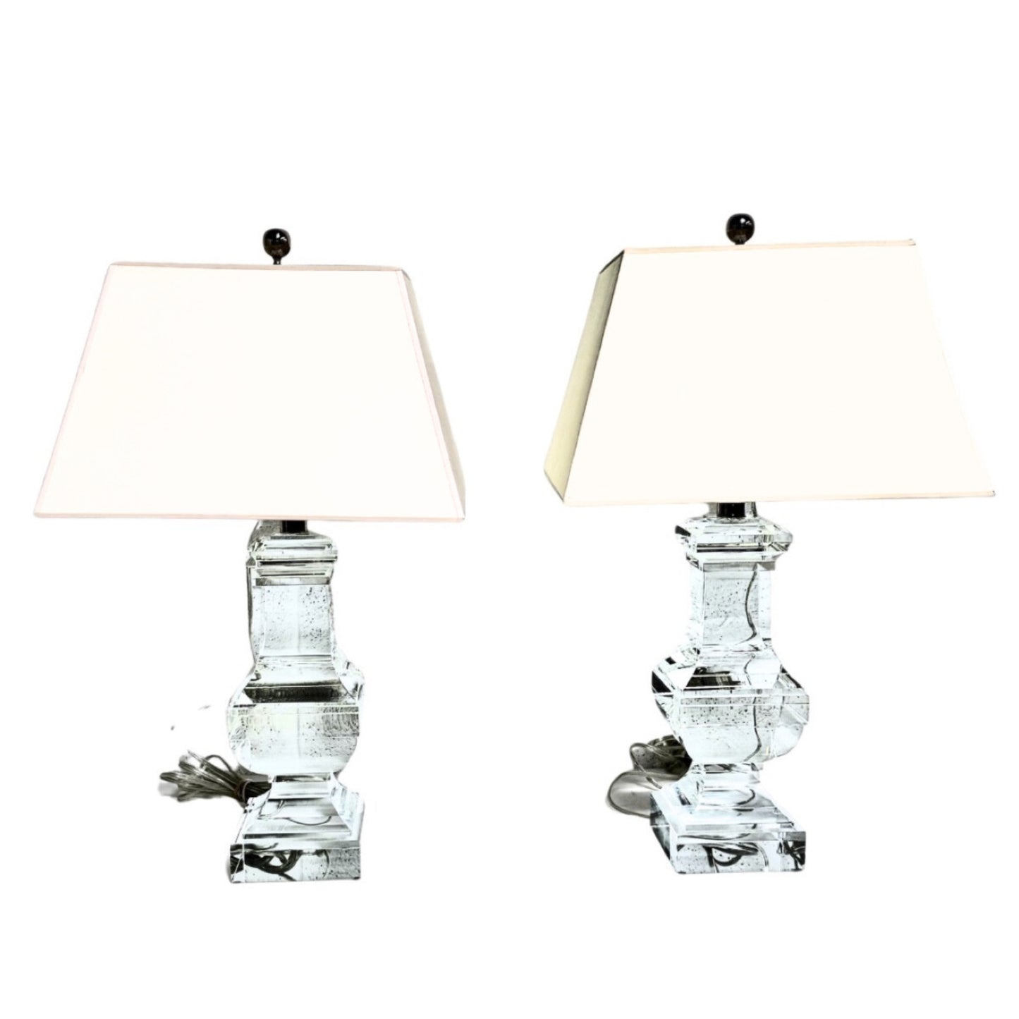 Pair of Glass Balustrade Table Lamps
