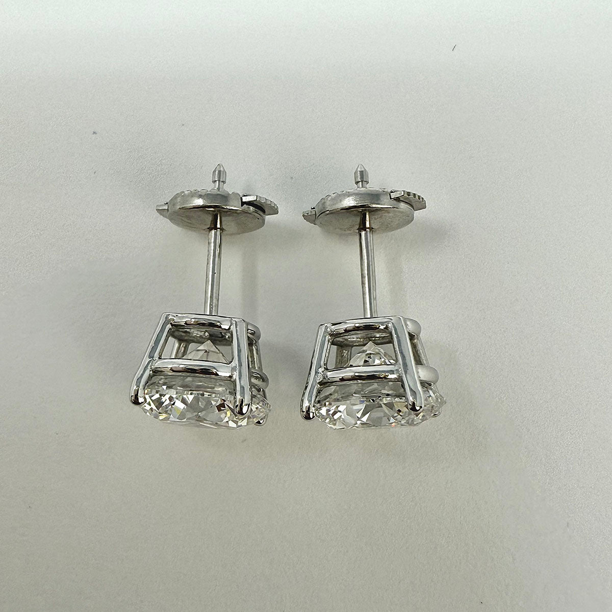 14K White Gold Lab Grown 4.07ct Diamond Stud Earrings