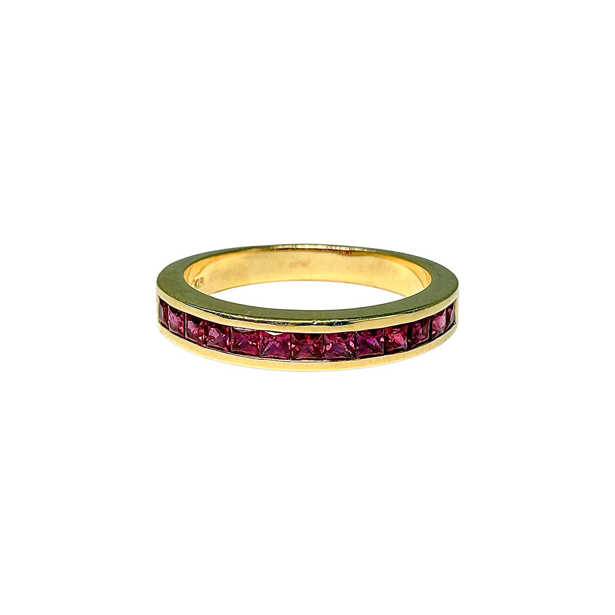 18K Gold Ring with 13 Channel Set Rubies
