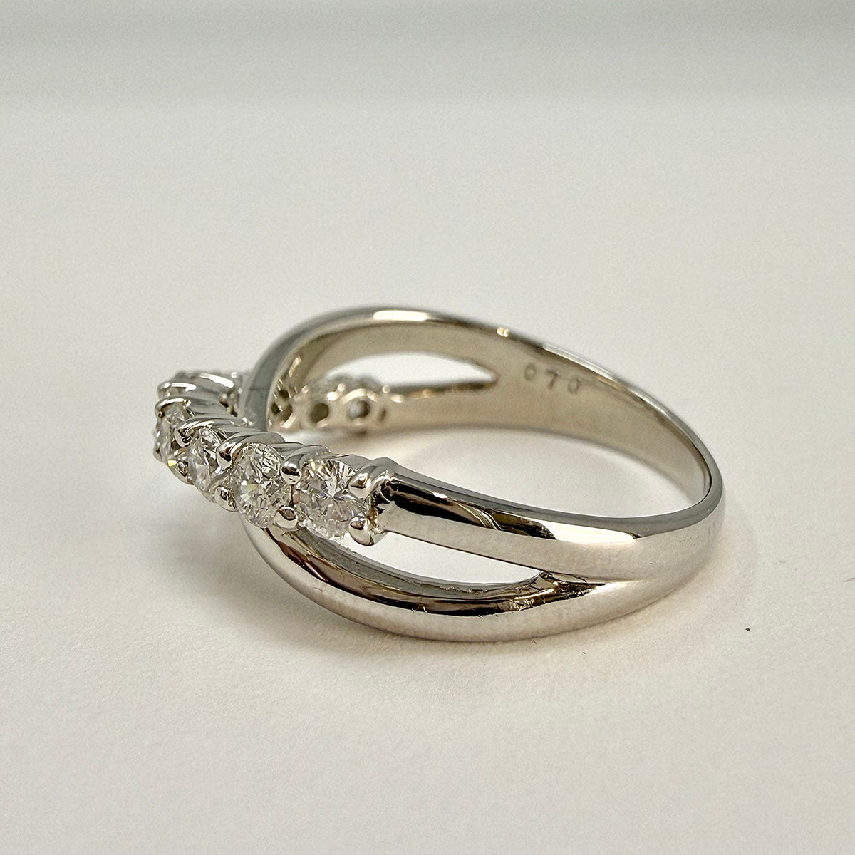 18K White Gold Diamond Crossover Ring