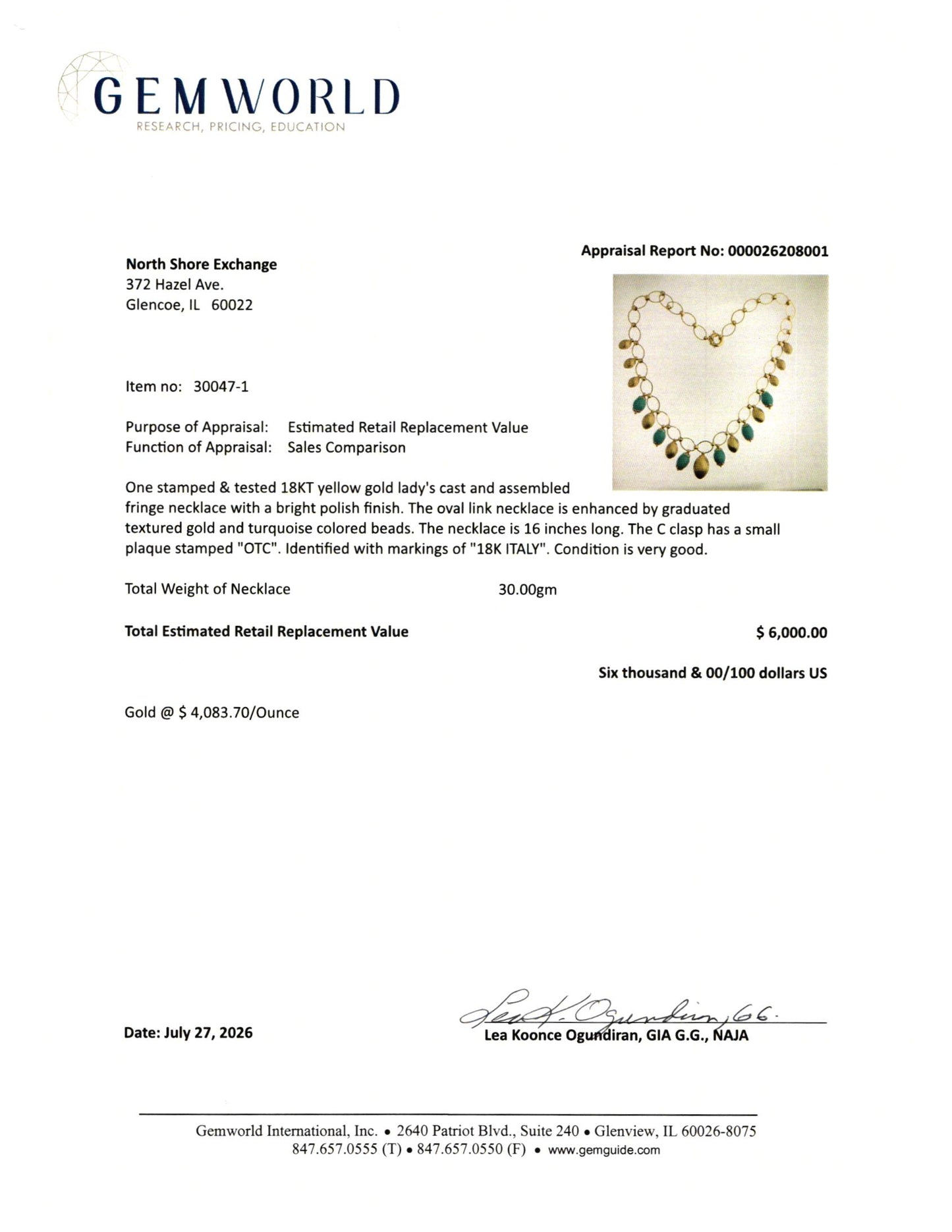 18K Beaded Fringe Necklace