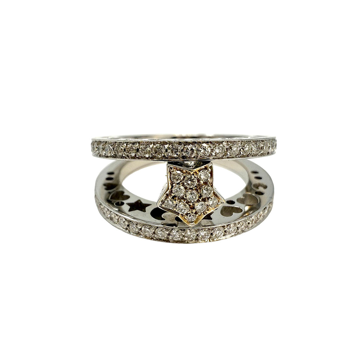 Giolomoda 18K White Gold Star Design Diamond Ring
