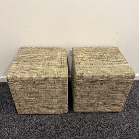 Pair of Multi-Color Cubism Ottomans