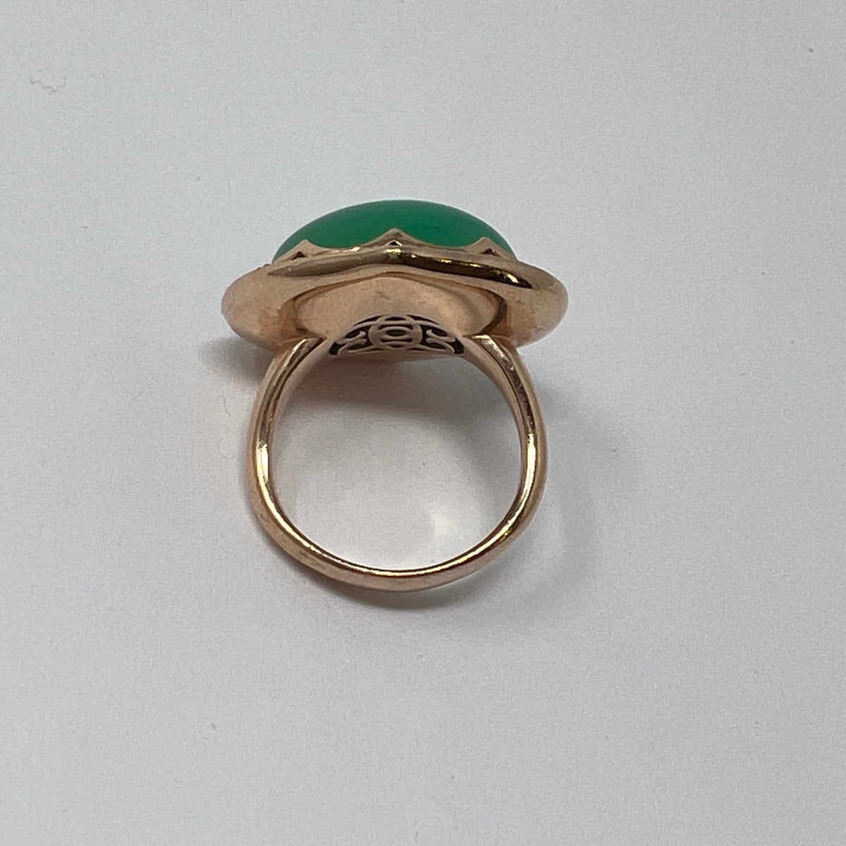 Aspery 14K Rose Gold Gold Ring with Chrysoprase and Diamonds