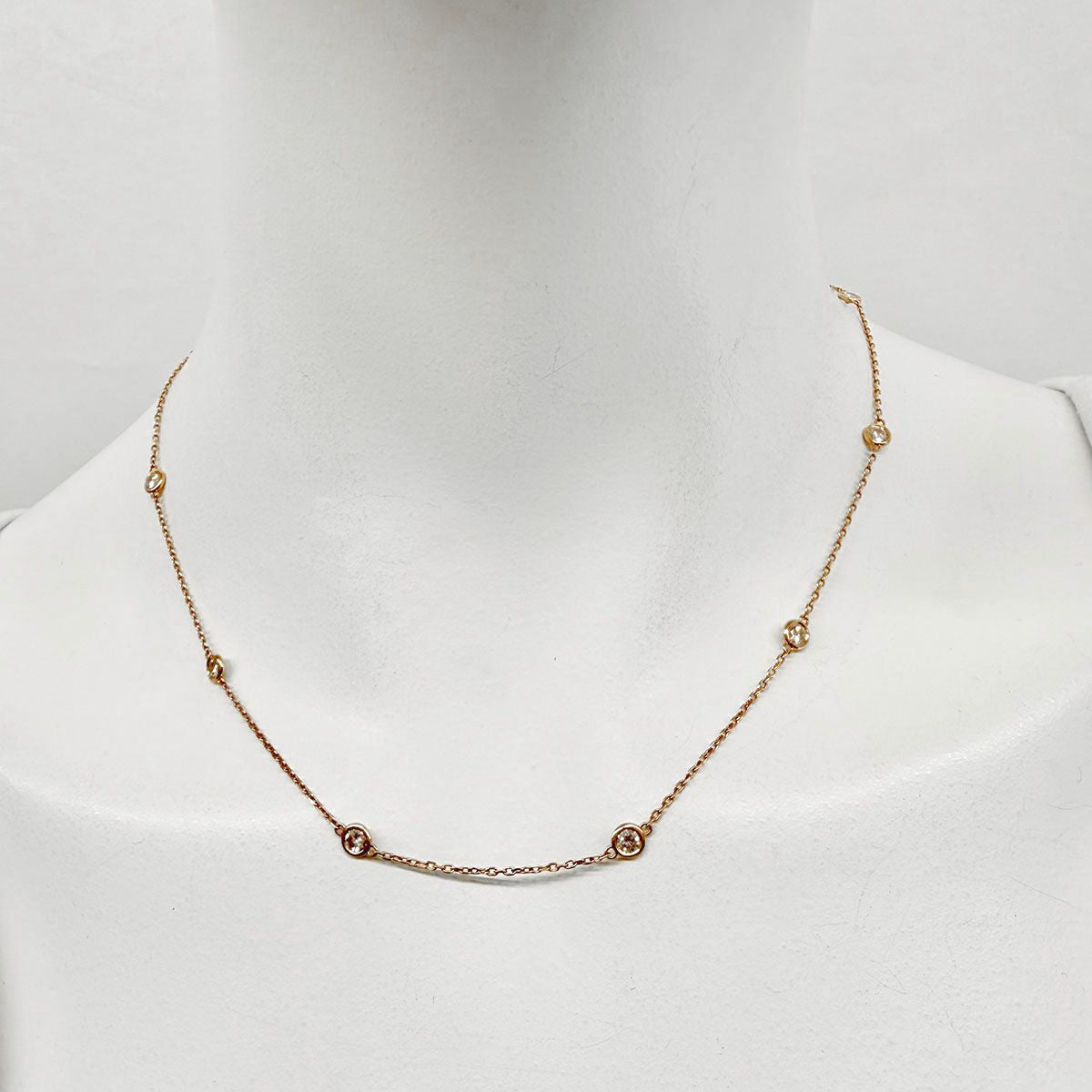 18K Rose Diamond by the Yard 10 Station Necklace