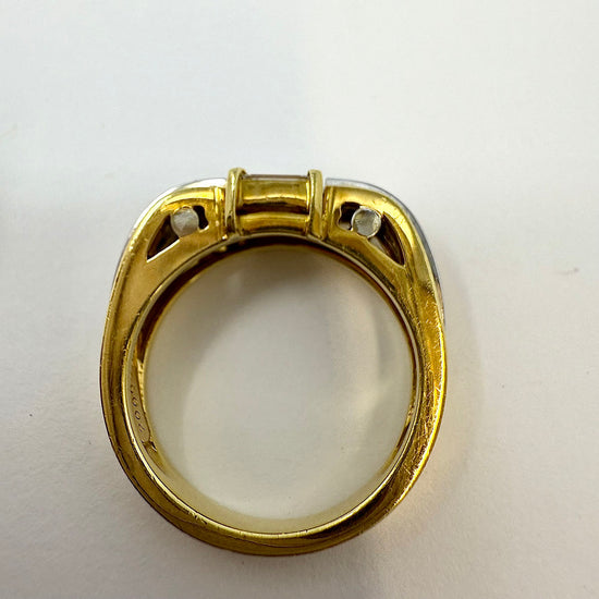 Jose Hess 18K Yellow and White Gold Ring with 4 Straight Baguette Diamonds
