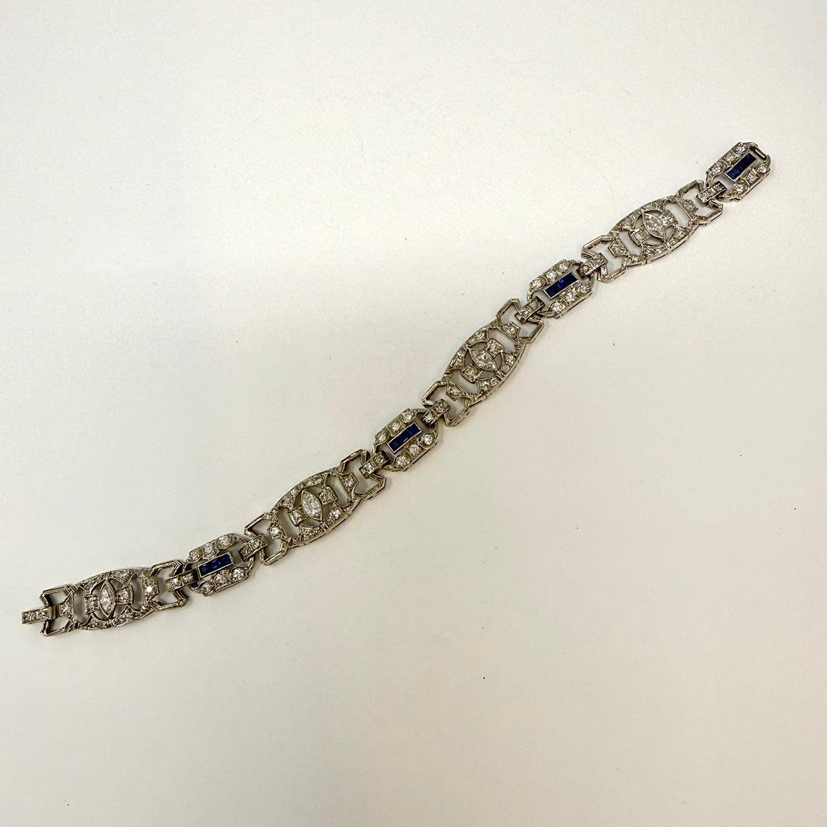 Art Deco Platinum  Sapphire and Diamond Bracelet