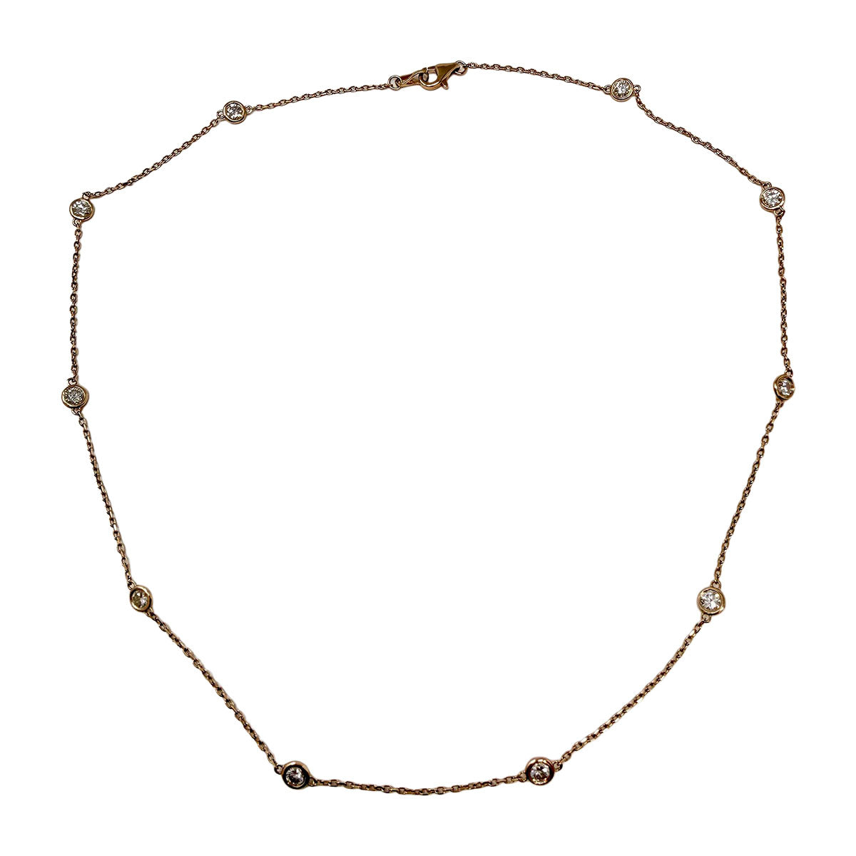 18K Rose Diamond by the Yard 10 Station Necklace