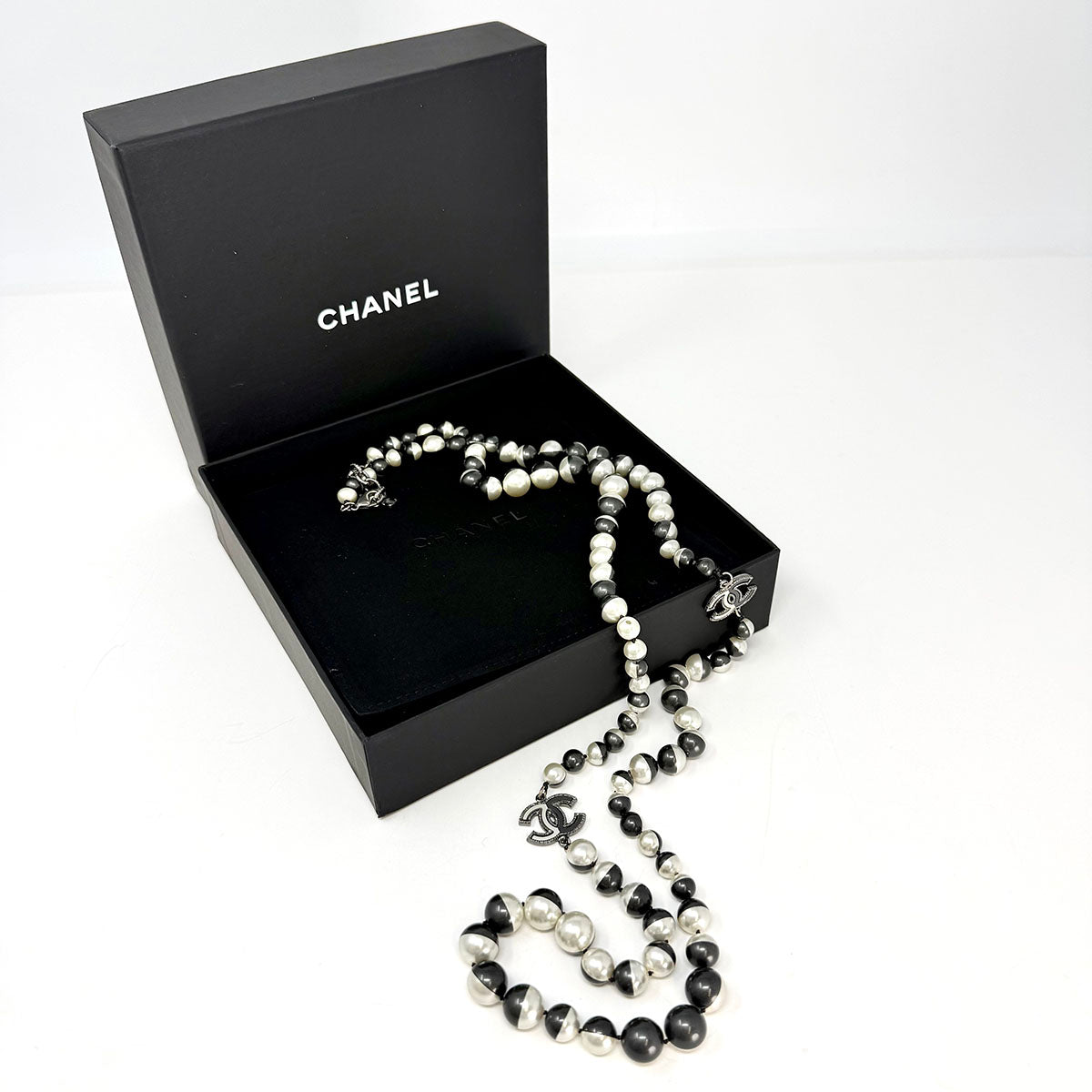 Chanel Faux Pearl CC Station Necklace
