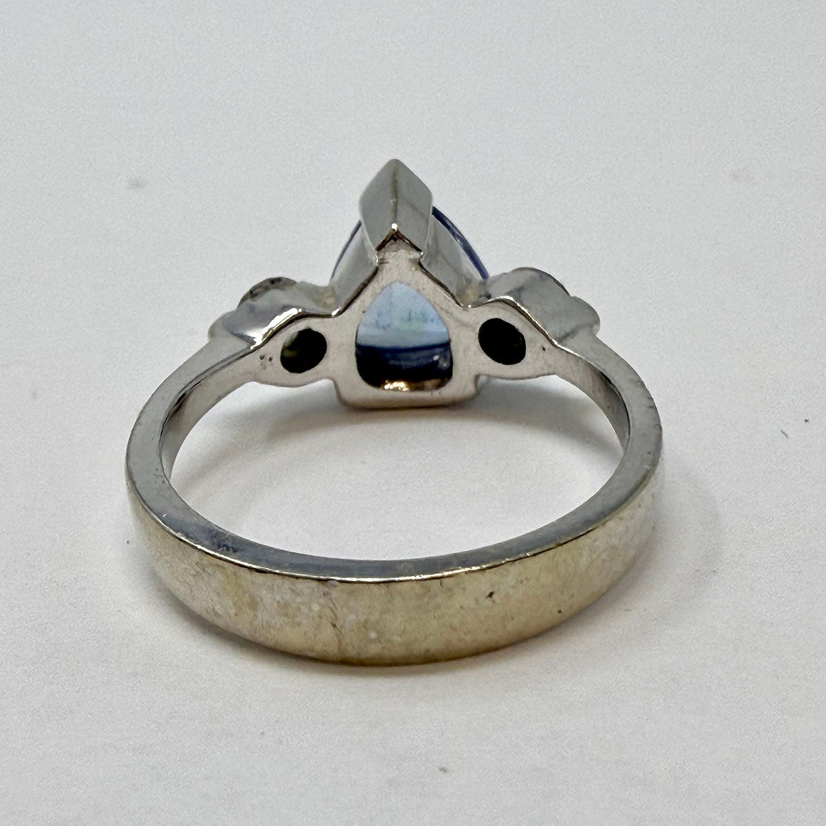 14K White Gold Ring with Diamonds and Topaz