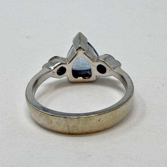 14K White Gold Ring with Diamonds and Topaz