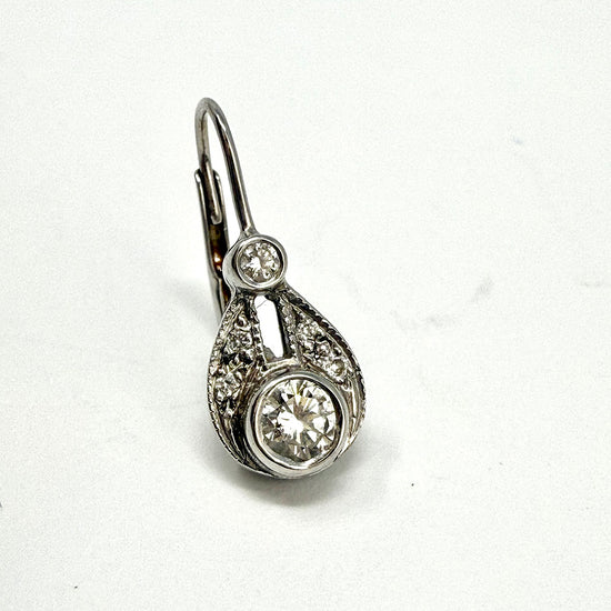 14K White Gold Diamond Drop Earrings