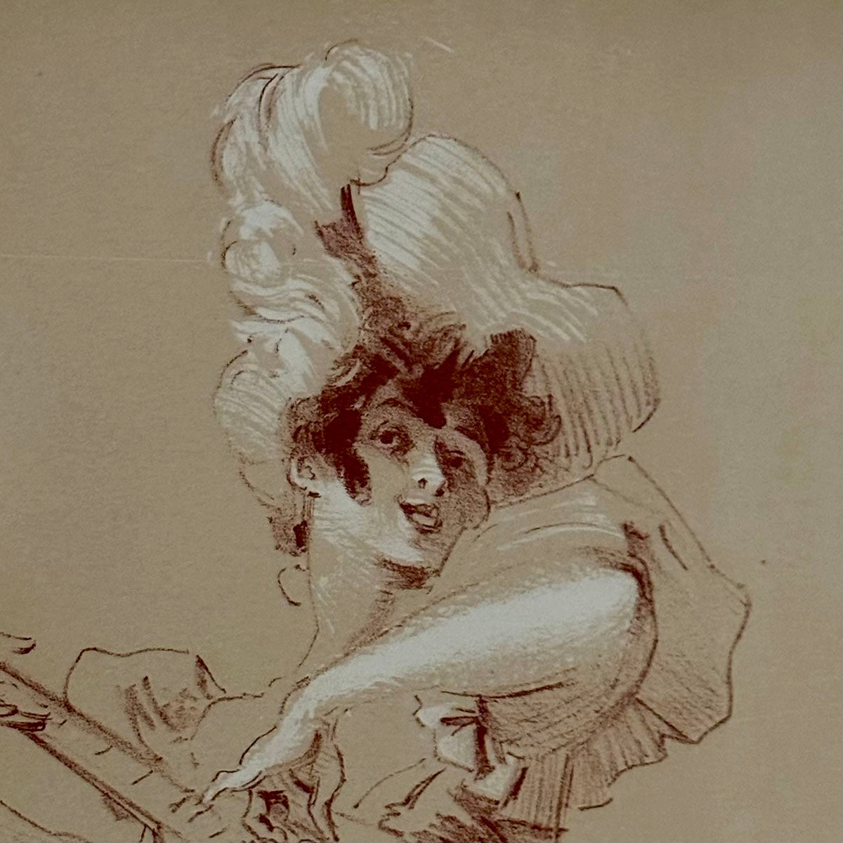 "Femme Jouant Le Mandoline"  Lithograph  Blindstamped Les Maitre de L'affiche