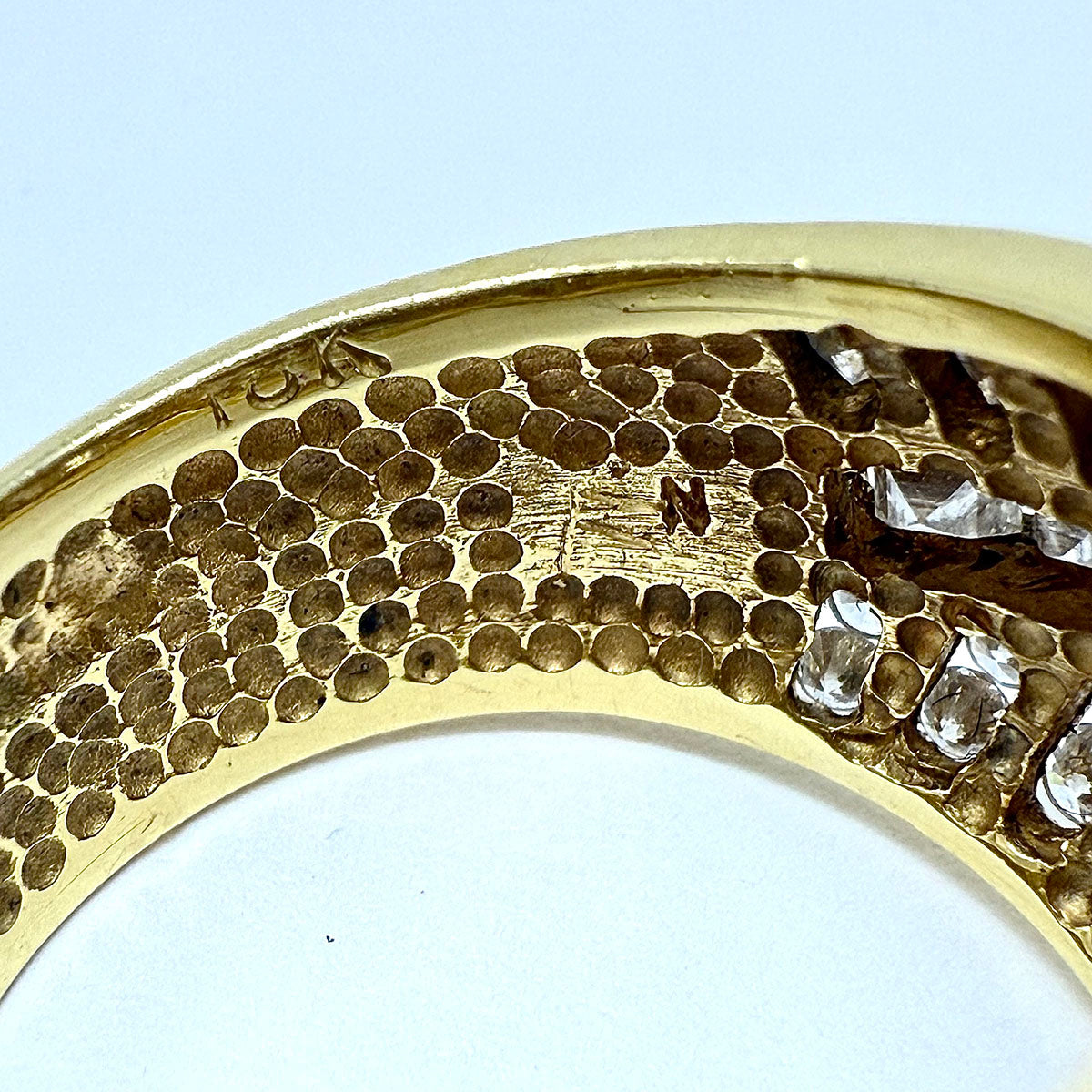 18K Gold Ring with 100 Round and 19 Square Diamonds