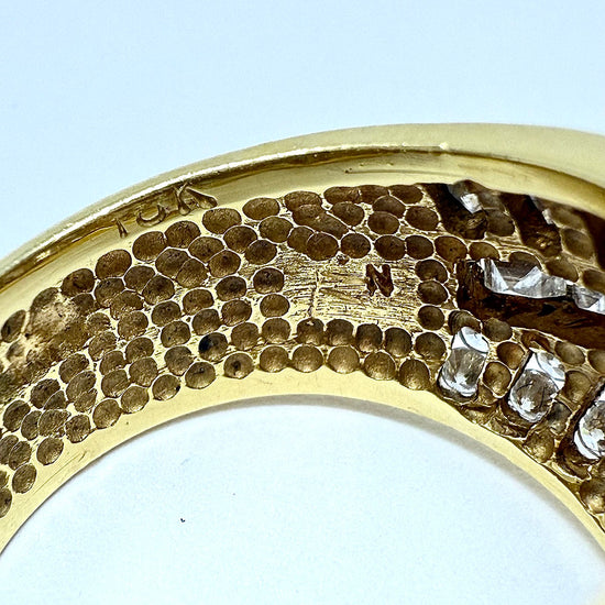 18K Gold Ring with 100 Round and 19 Square Diamonds