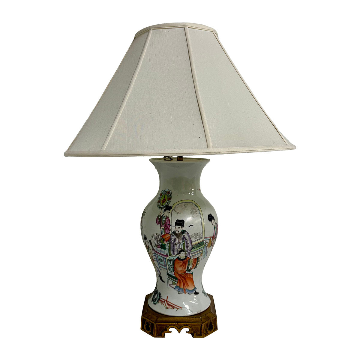 Vintage Asian Vase Table Lamp with Shade