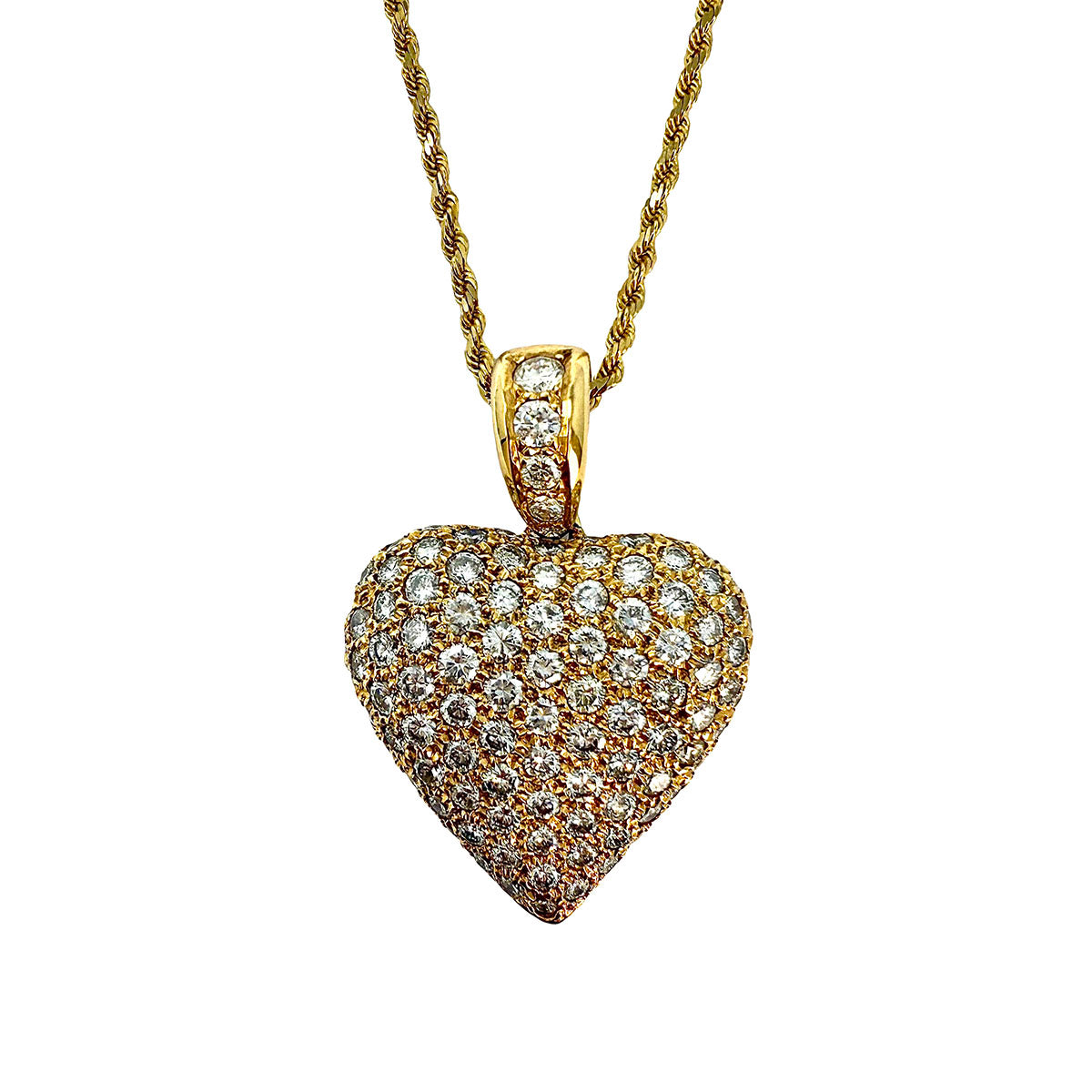 14K Twisted Chain Necklace with Diamond Heart Pendant