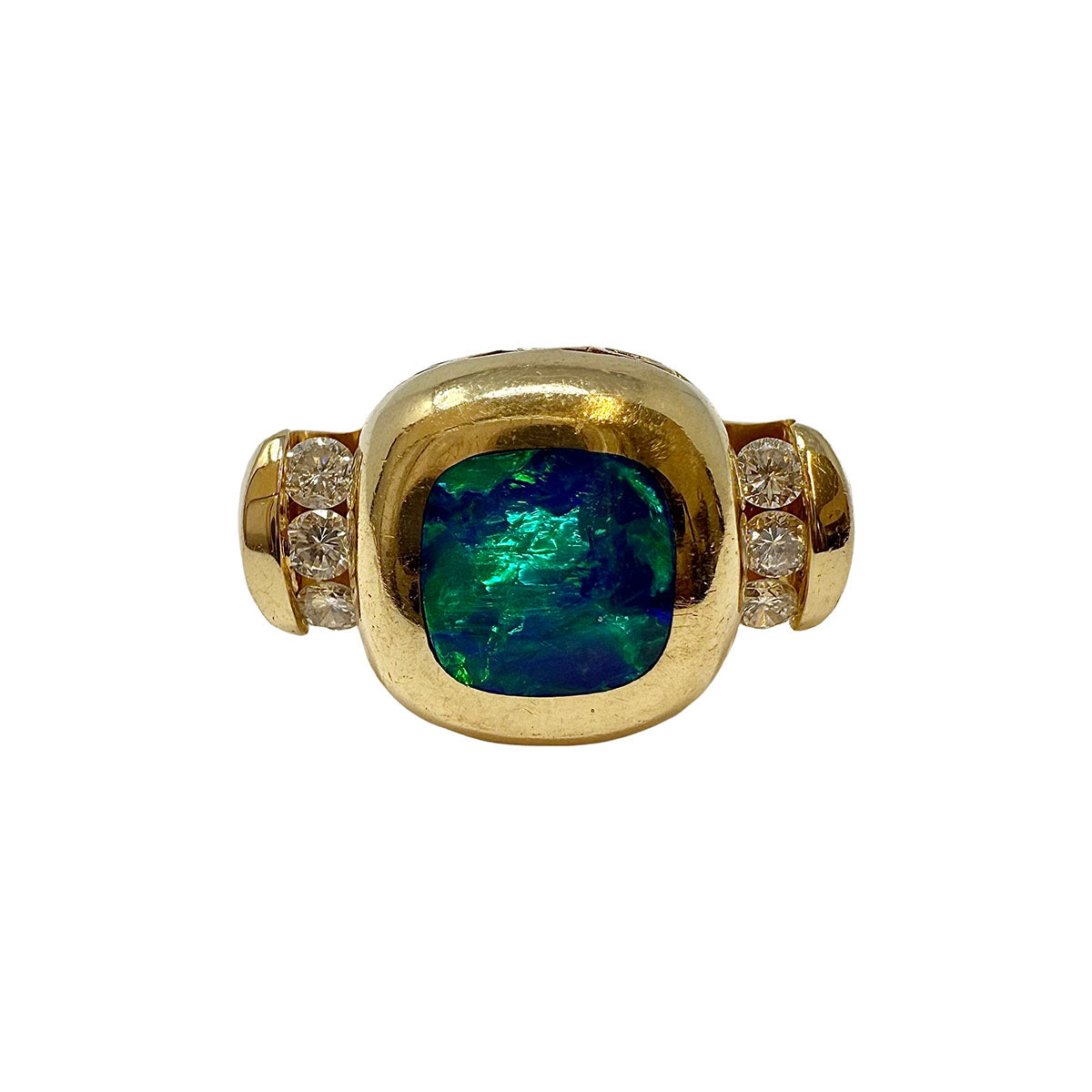 14K Gold Ring with Opal and  Diamond