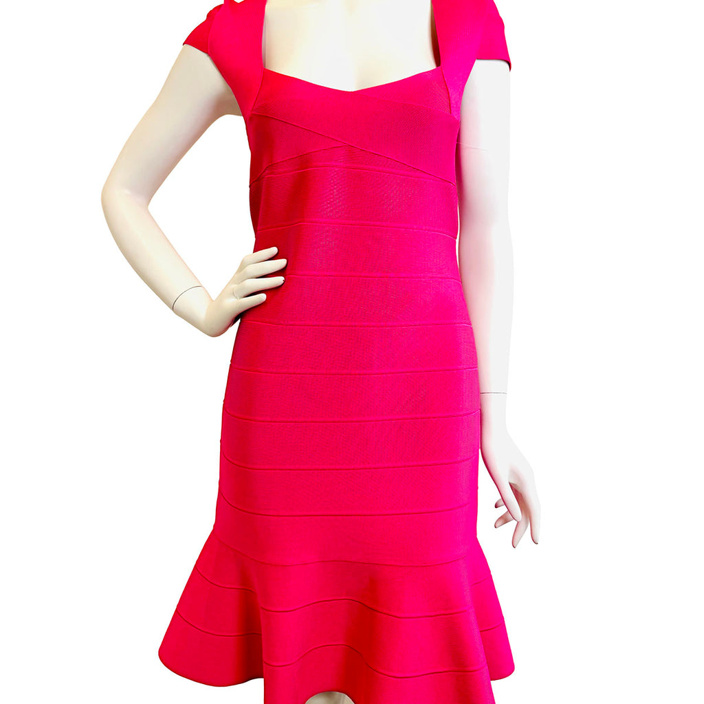 HERVÉ LÉGER Herve Legerドレス　ピンク　ハーヴ・レジャー HERVÉ LÉGER HOT PINK BANDAGE MINI DRESS (L) NWT $1090 | eBay