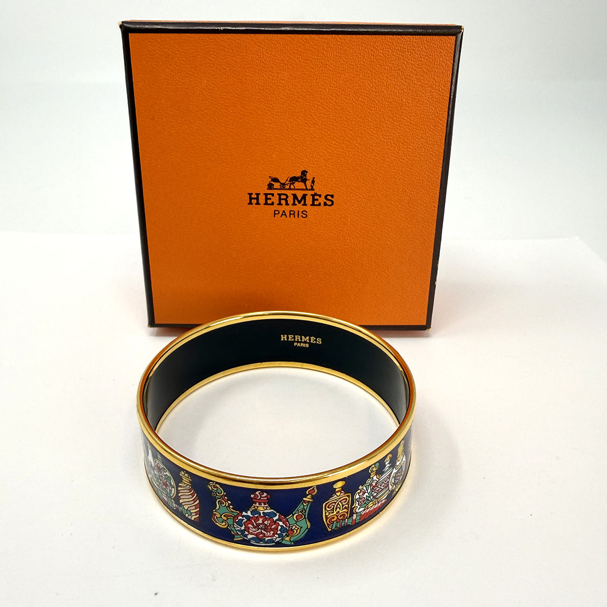 Hermes Wide Enamel Bangle Bracelet