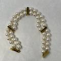 2 Row Cultured Pearl and Diamond Bracelet