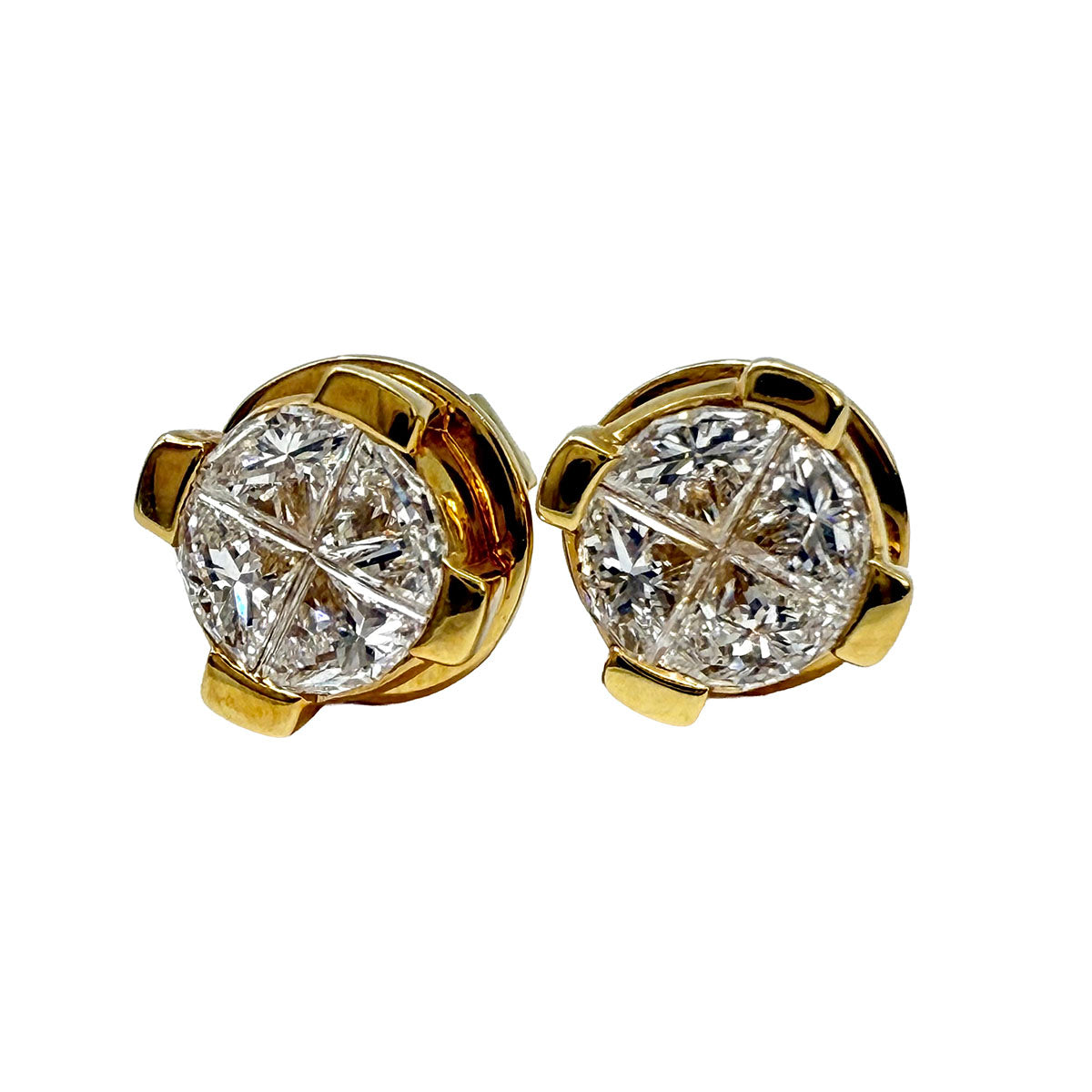 18K Gold Diamond Stud Earrings