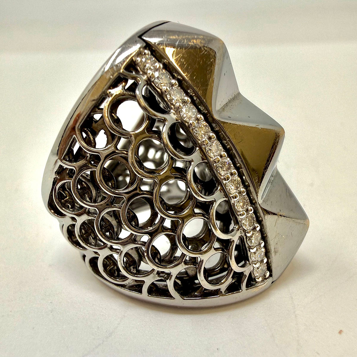 Crivelli 18K White Gold Diamond Ring with Rhodium Finish