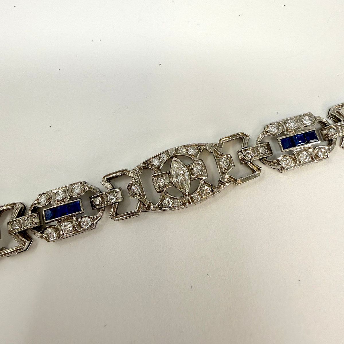 Art Deco Platinum  Sapphire and Diamond Bracelet