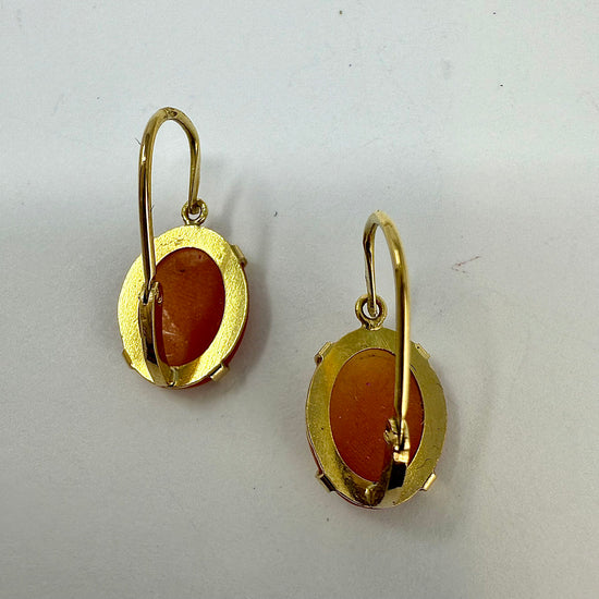 14K Gold Cameo  Earrings
