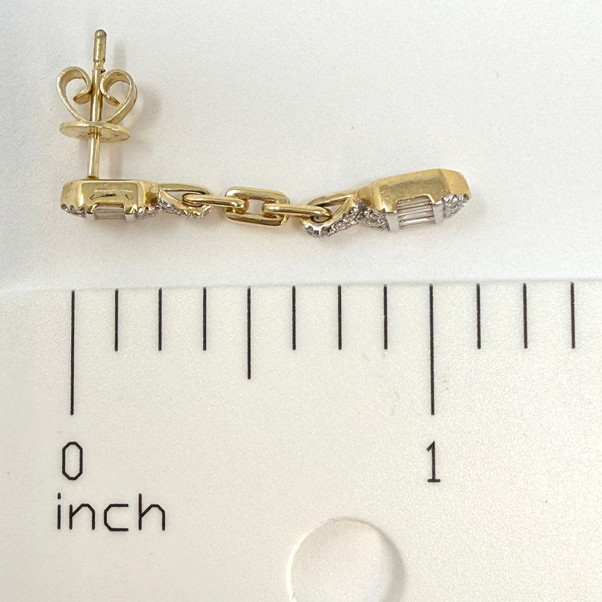 14K Yellow and White Drop Earrings with Diamonds