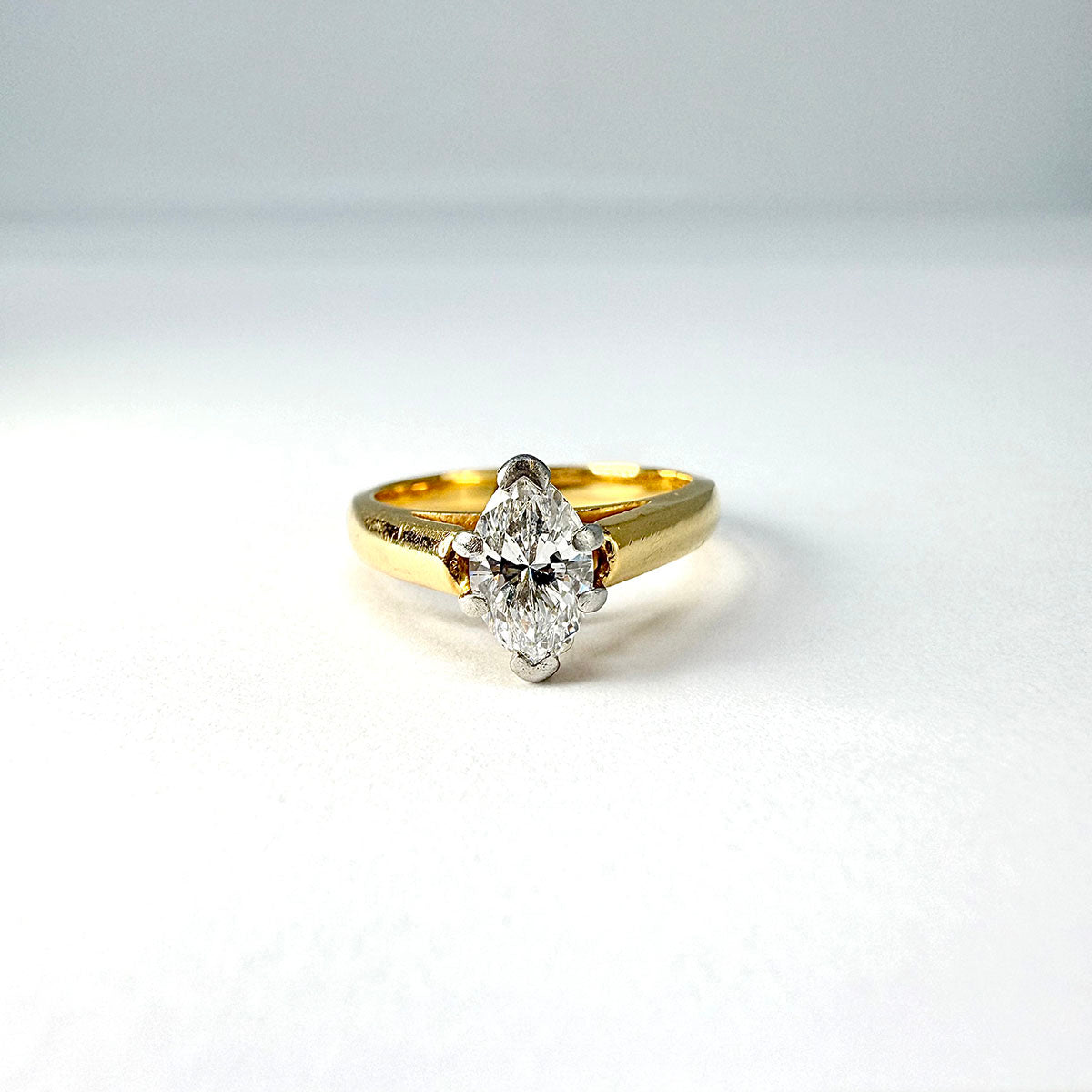 18K Gold Ring with 0.71 Marquise Cut Diamond