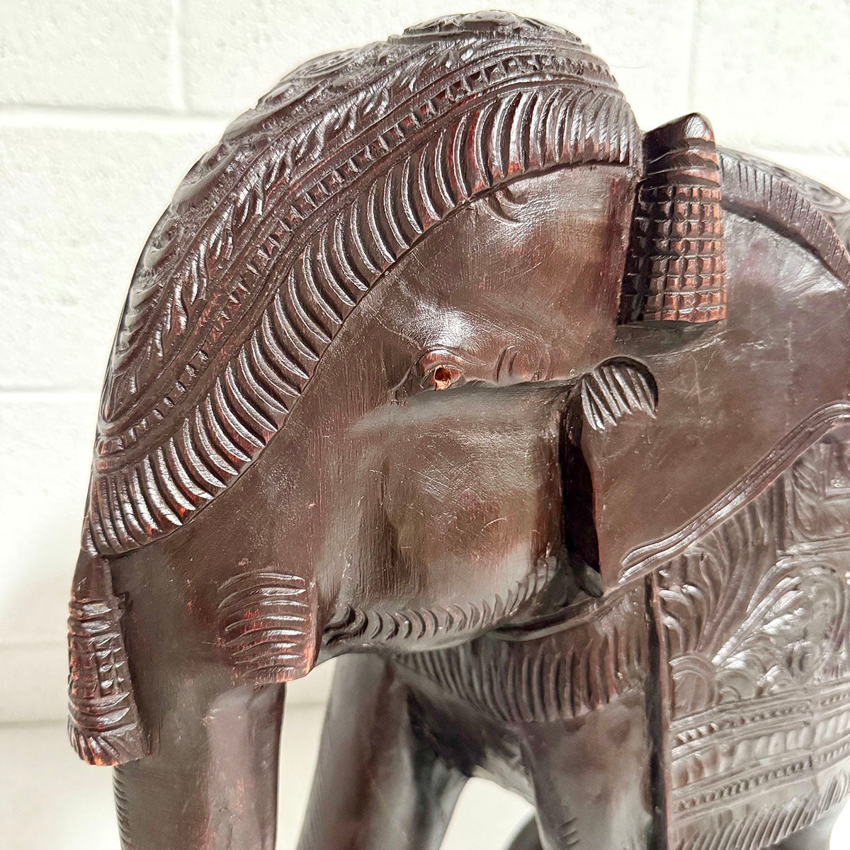 Large Carved Wood Elephant (Eyes, Tusks and Nails missing)