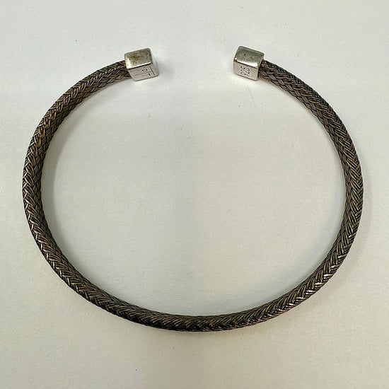 New Tateossian Sterling Silver and Cooper Weave Men's Cuff Bracelet