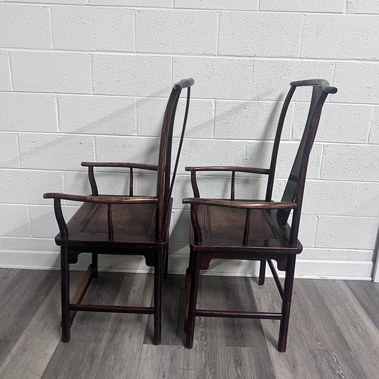 Pair Of Vintage Asian Style Wood Chairs