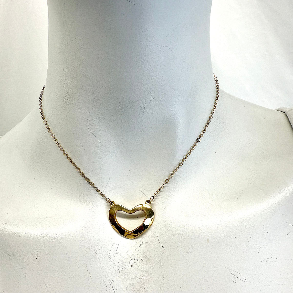 14K Gold Necklace with Open Heart