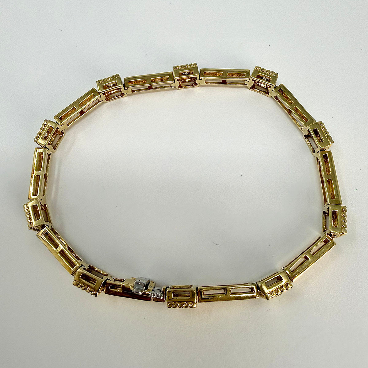 14K Yellow Gold Bar Link Bracelet with Diamonds