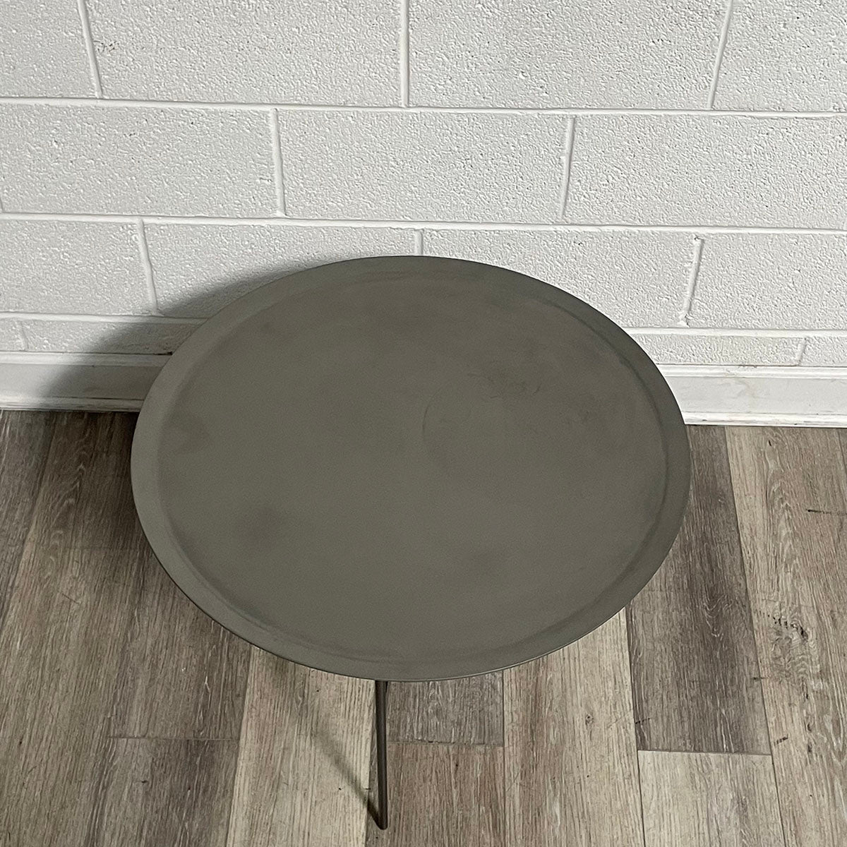 Grey Metal Round End Table