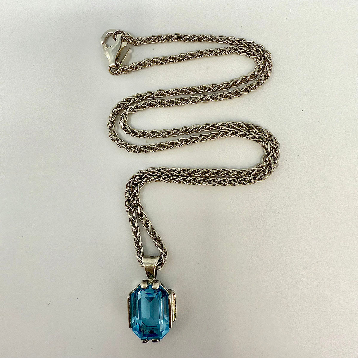 18" Sterling Silver Pendant Necklace with Topaz