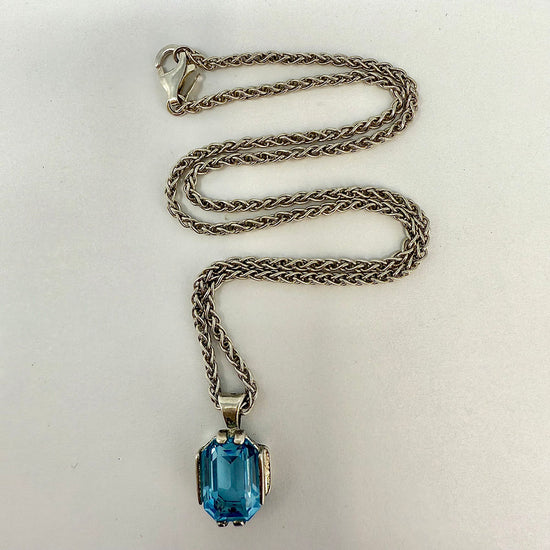18" Sterling Silver Pendant Necklace with Topaz
