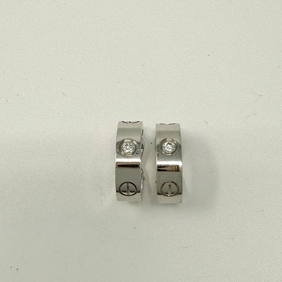 Cartier 18K White Gold LOVE Diamond Hoop Earrings