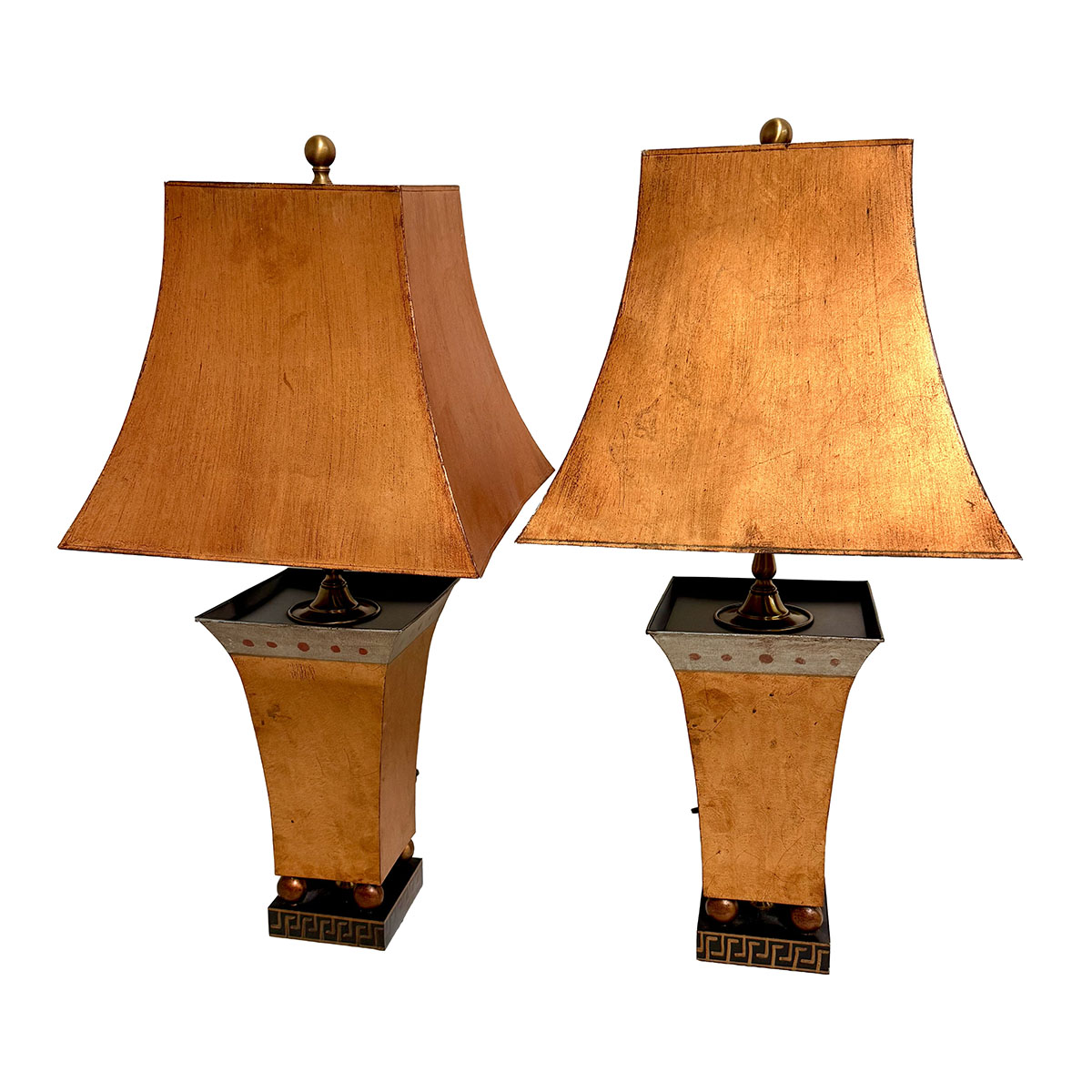 Pair of Bronze Painted Table Lamps Hollywood Regency