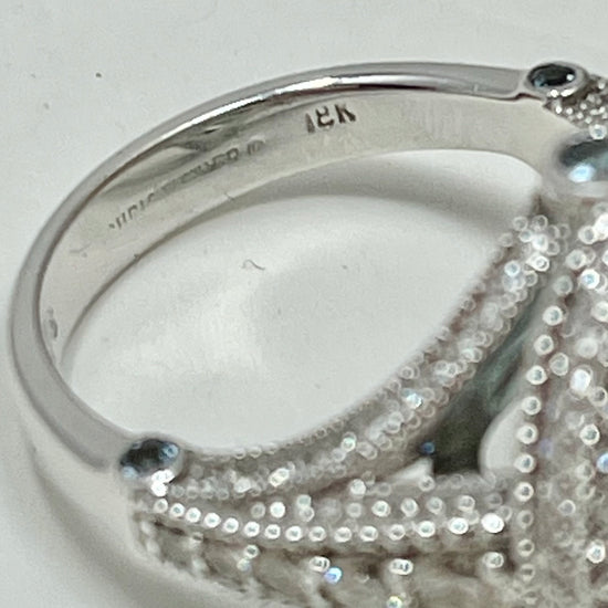 18K White Gold Aquamarine and Diamond Ring