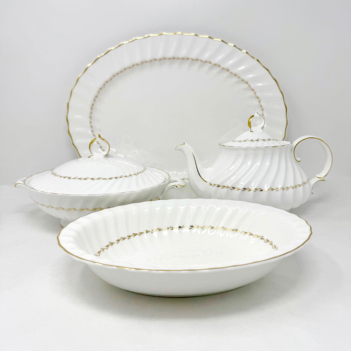 103 Pcs: 12 7 Pc Place Settings Adrian China w/7 Srvg Pcs & 12 xtra dishes
