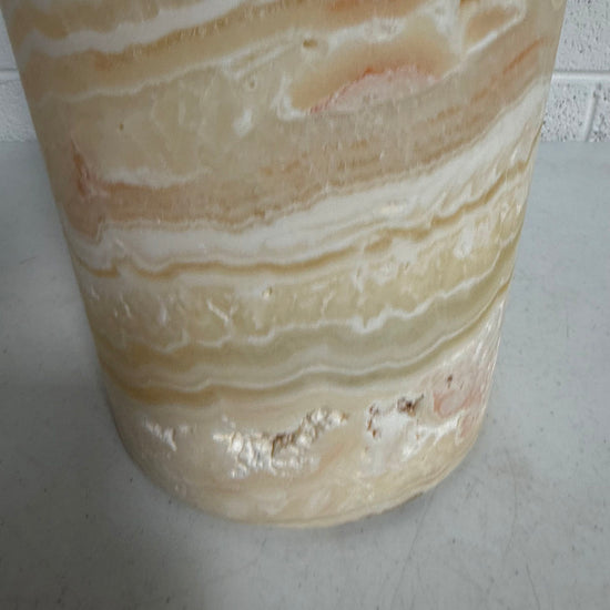 Cylindrical Shape Alabaster Table  Lamp, 18"