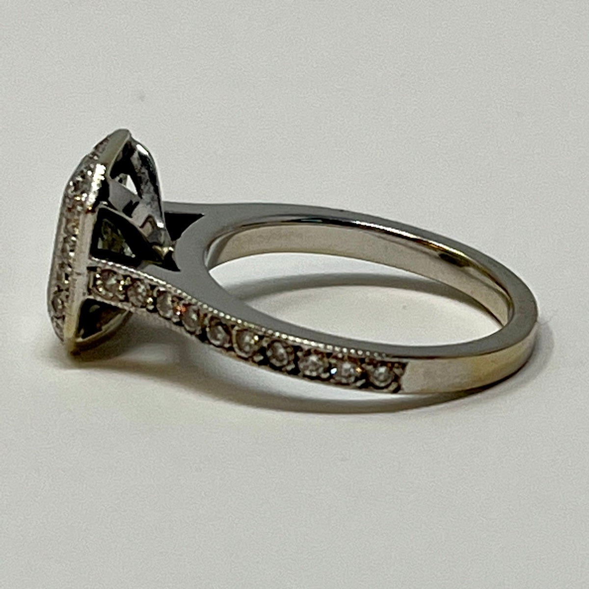 18K White Gold Bezel Set Radiant Cut Diamond Ring