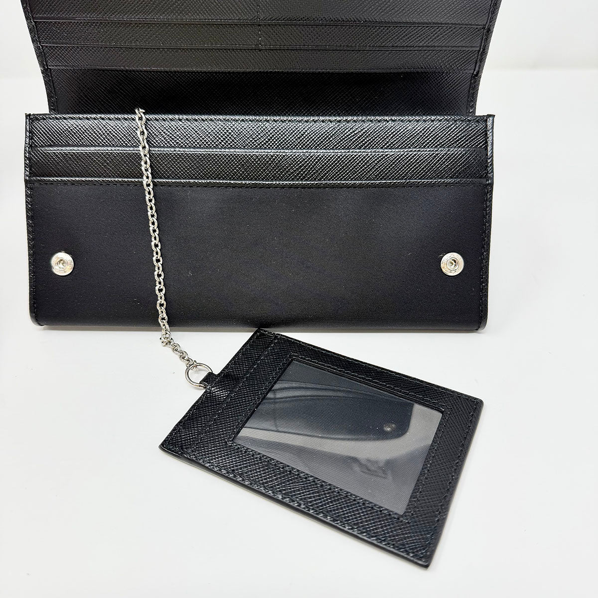 Prada Long Nylon and Leather Trimmed Wallet