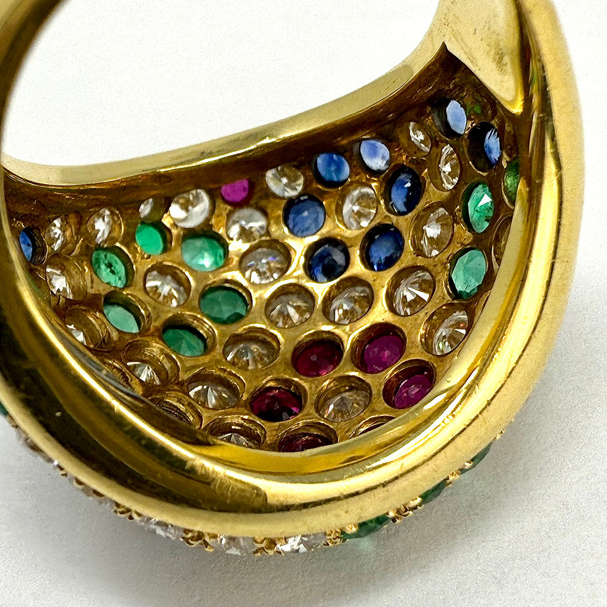 18K Gold Multi-stone Ring with Rubies, Emerald, Sapphires and Diamonds