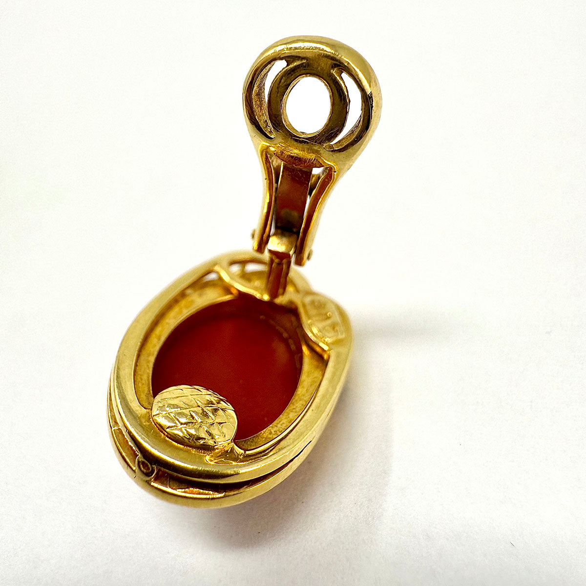 Vendorafa 18K Gold Oval Coral and Diamond Earrings